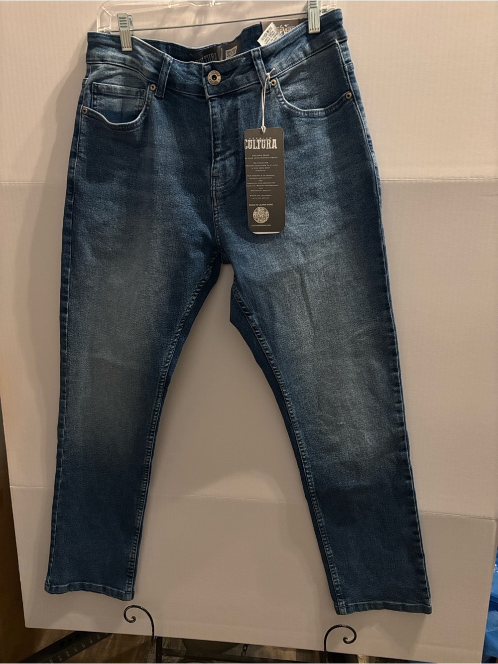 CULTURA Men's Straight Jeans in Dark Blue Denim